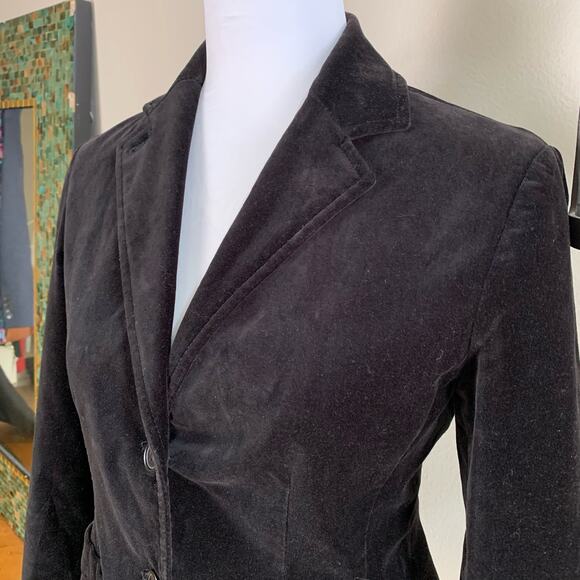 Gap Size 2 Women's Velvet Two Button Blazer jacket Black Career Work Holiday - Picture 5 of 13